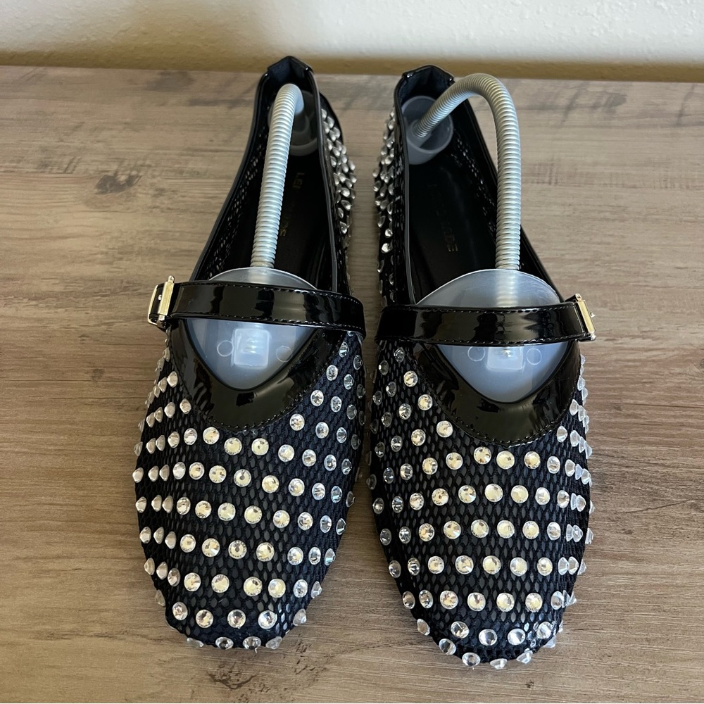 Mesh Rhinestone Ballet Flats Black Women’s Size 10 Trendy Shoes Bling Career - Picture 3 of 10